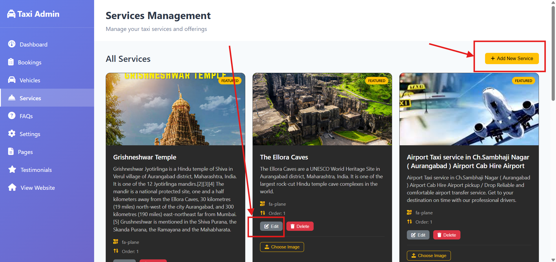 Click Add Service Button